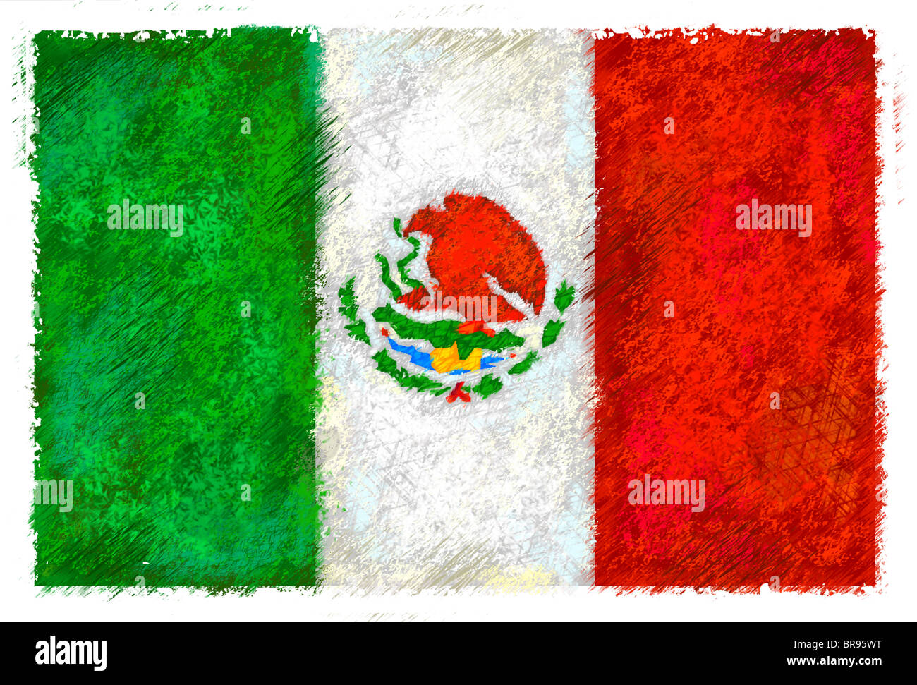 Disegno della bandiera del Messico Foto Stock