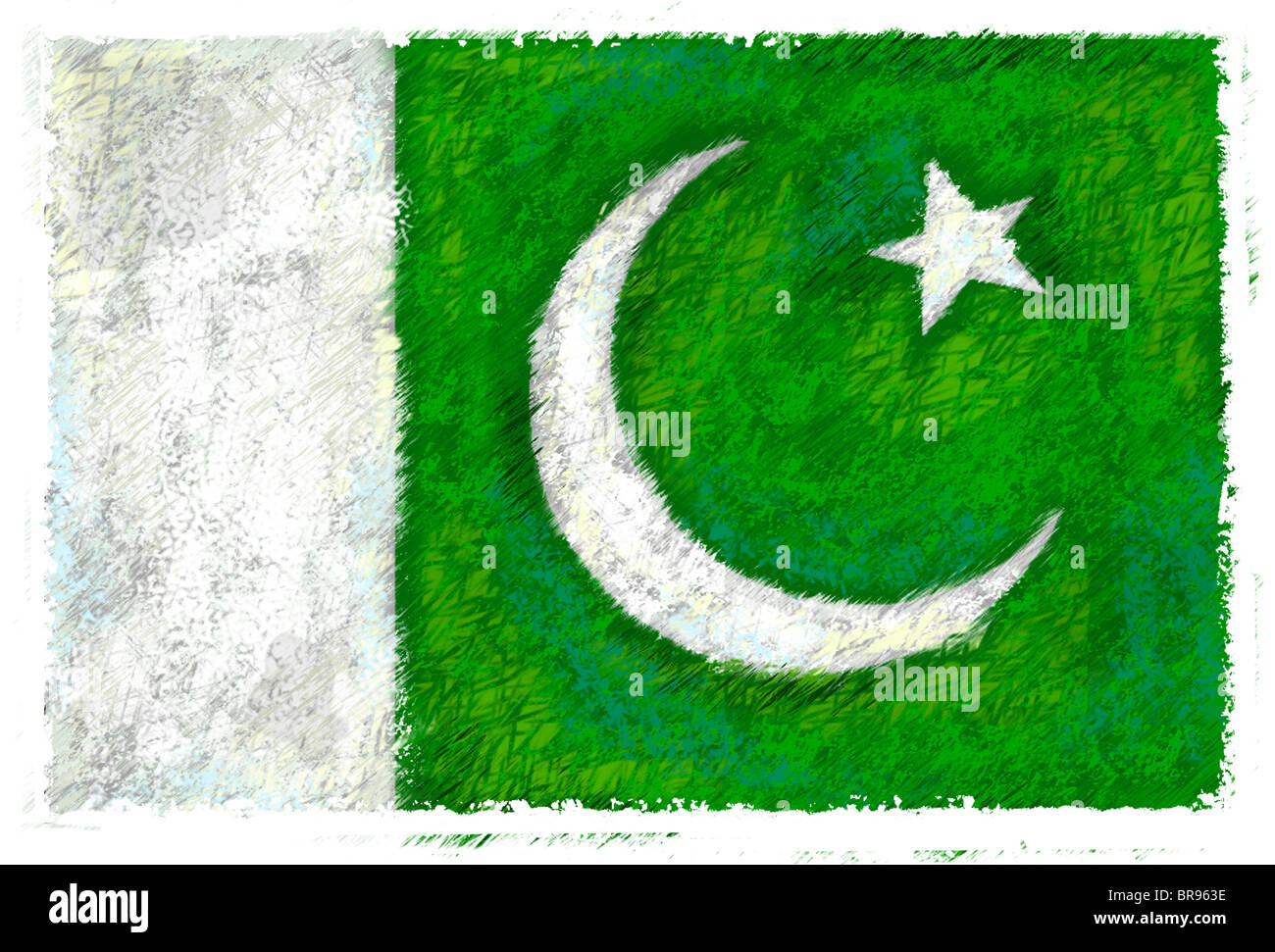 Disegno della bandiera del Pakistan Foto Stock