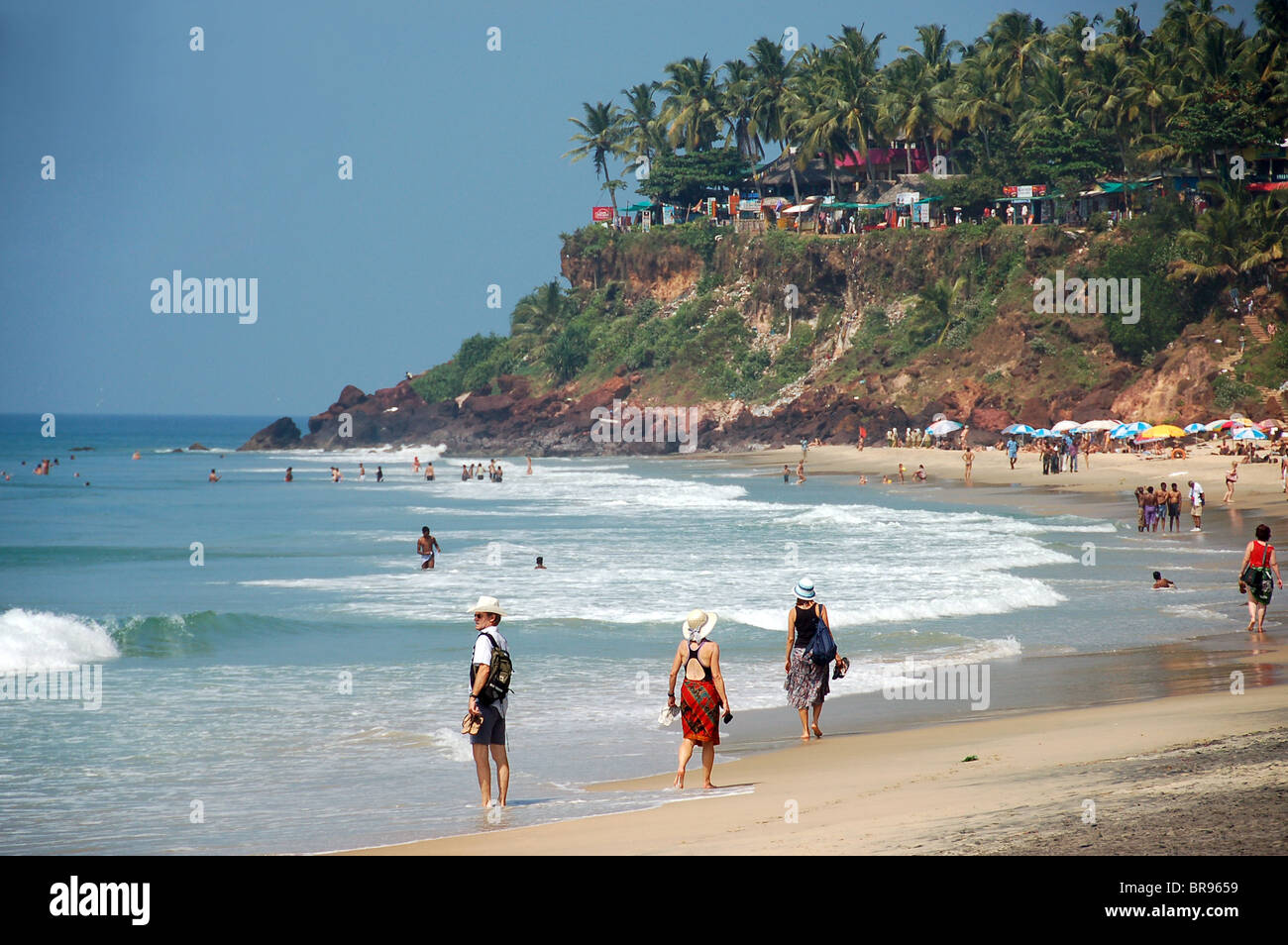 Varkala Beach e cliff Foto Stock