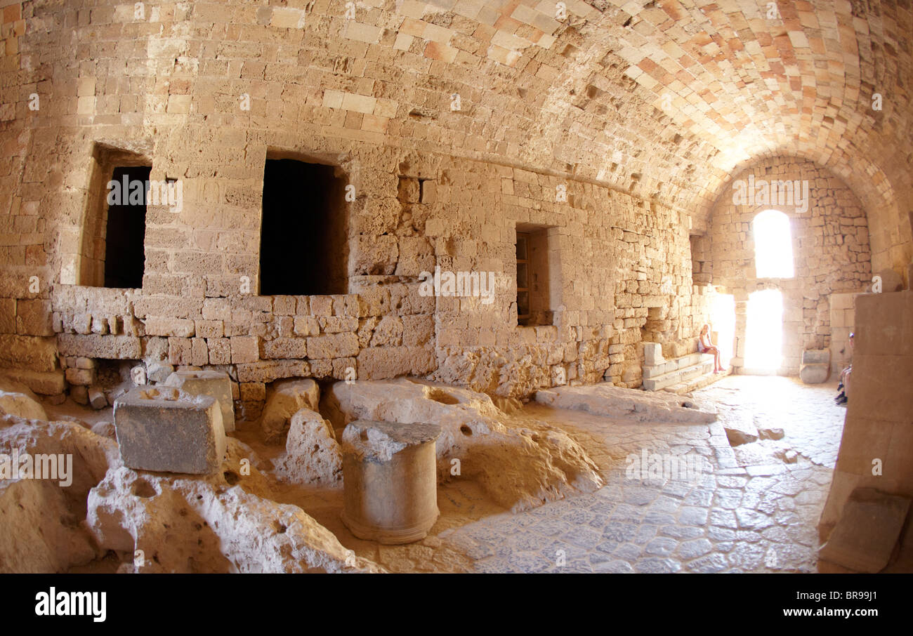 Un antico magazzino sull'Acropoli di Lindos Rodi Isole Greche Hellas Foto Stock