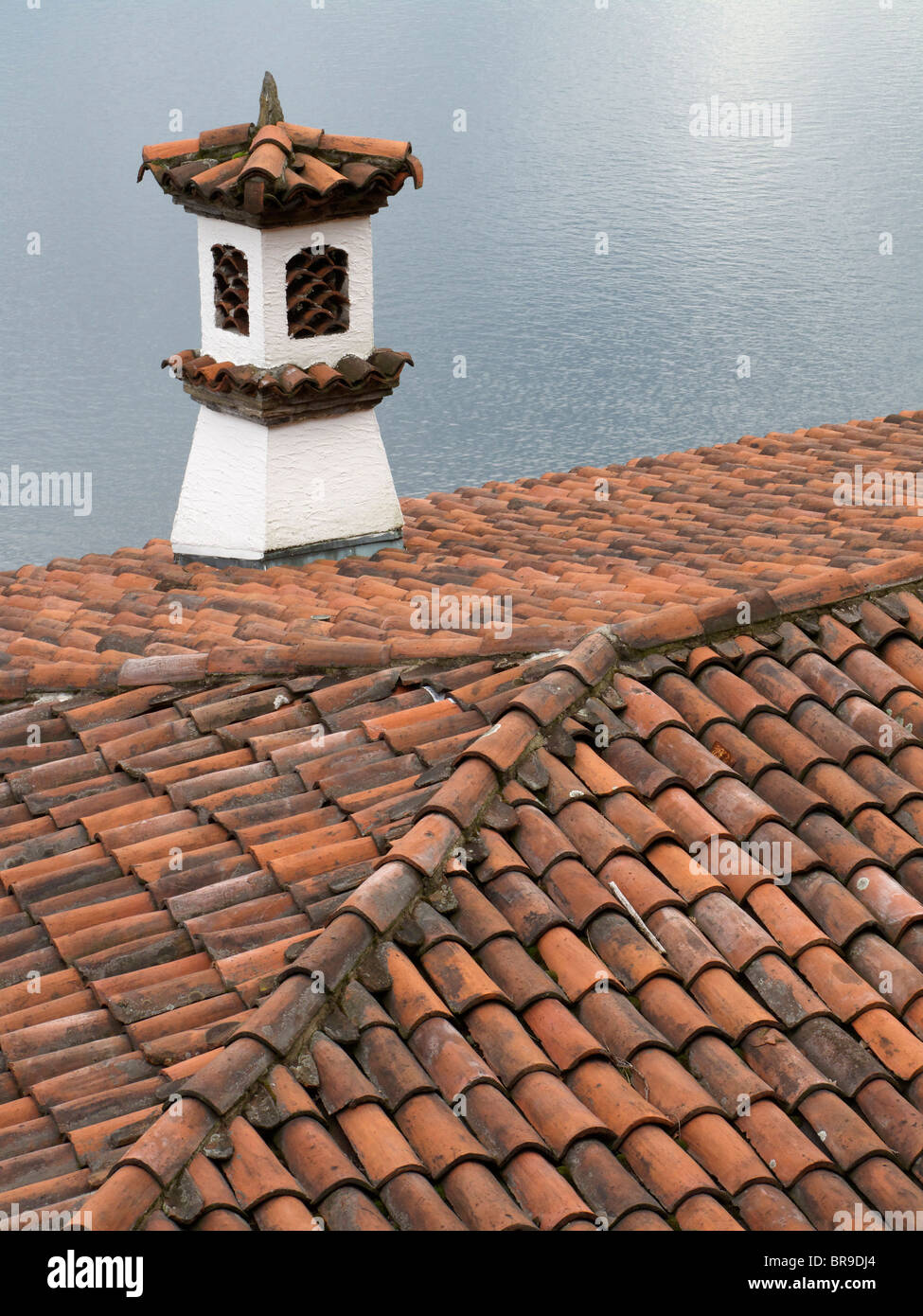 Tegole del tetto - vista da villa al lago maggiore - canton Ticino - Svizzera Foto Stock