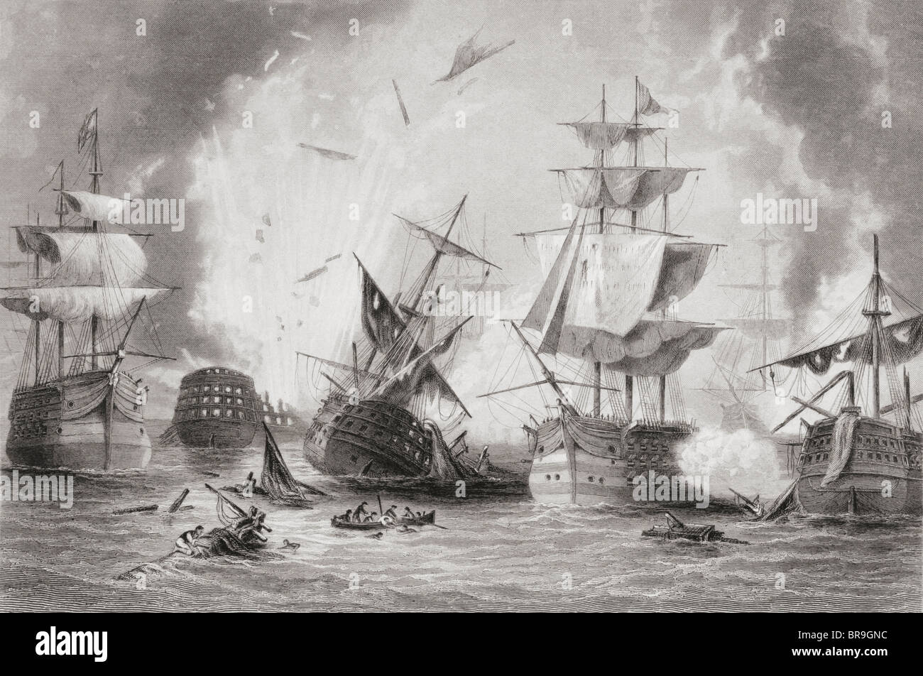 La battaglia di Navarino, 20 ottobre 1827, ha combattuto nella baia di Navarino, Mar Ionio, Grecia. Foto Stock