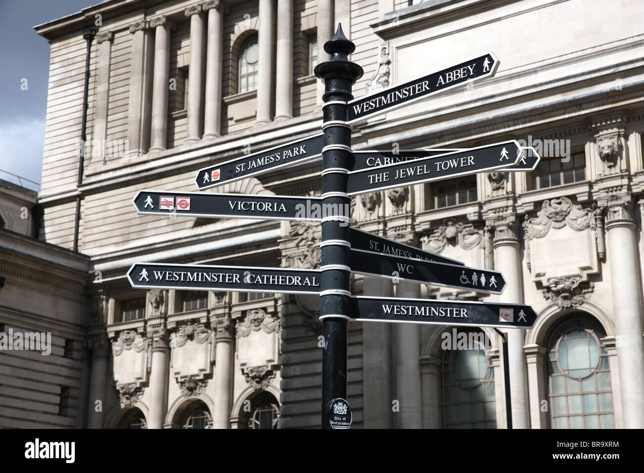 Westminster, Londra, cartelli stradali. Foto Stock
