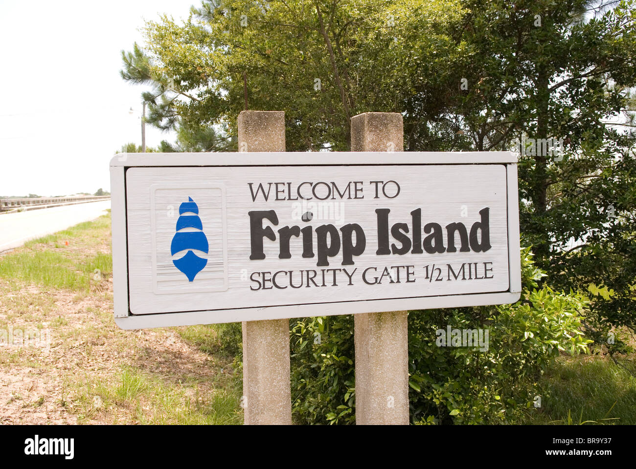 Benvenuto a Fripp Island segno della Carolina del Sud e Stati Uniti d'America Foto Stock