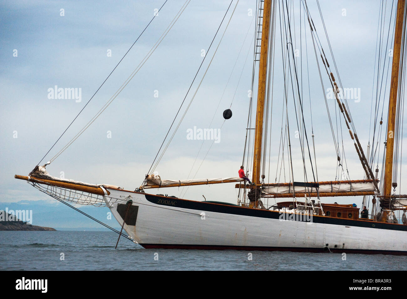 A bordo della storica tall ship "Zodiaco" siamo andati in crociera attraverso il San Juan Isole del Puget Sound area di stato di Washington Foto Stock