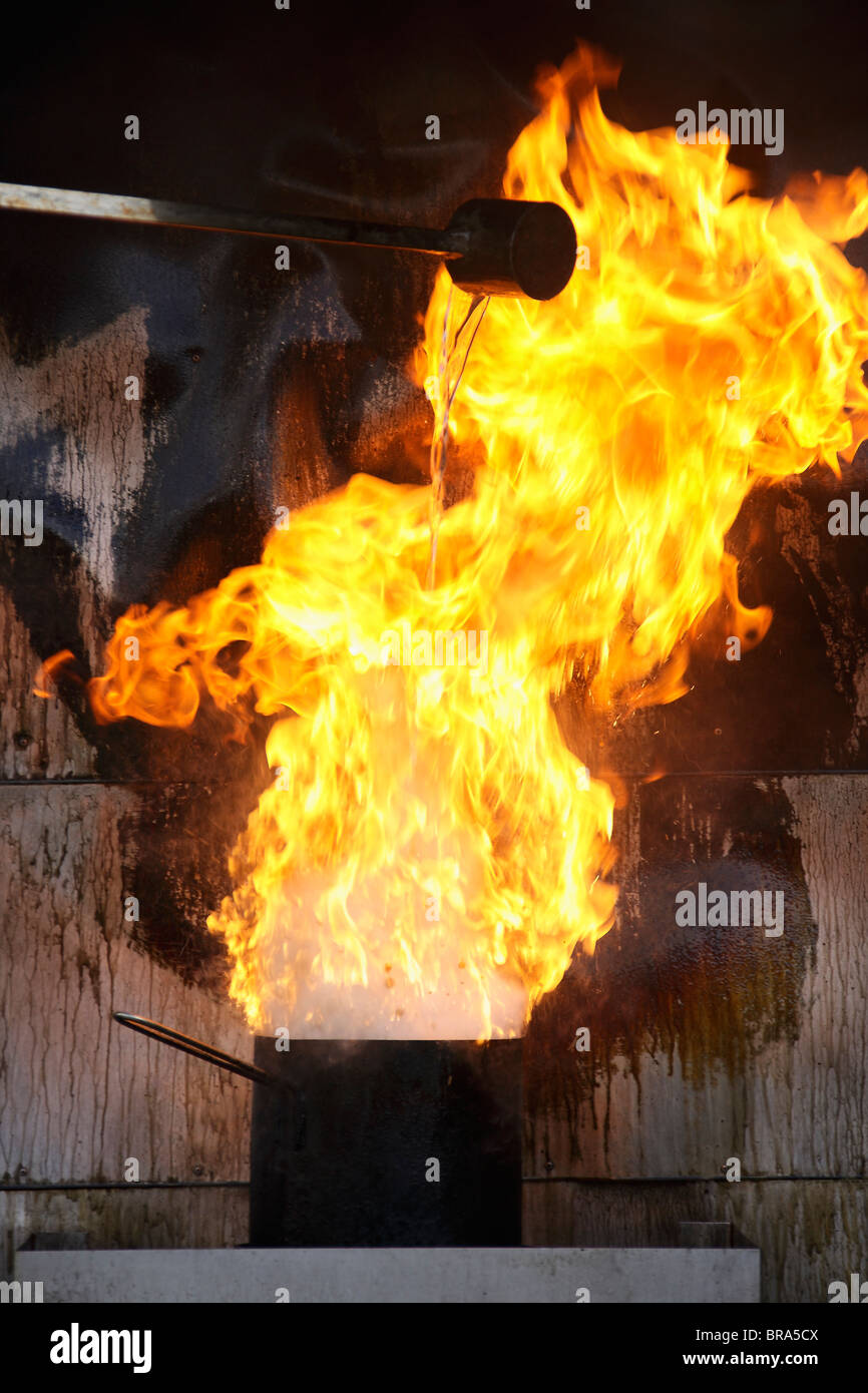 Chip pan fuoco Foto Stock