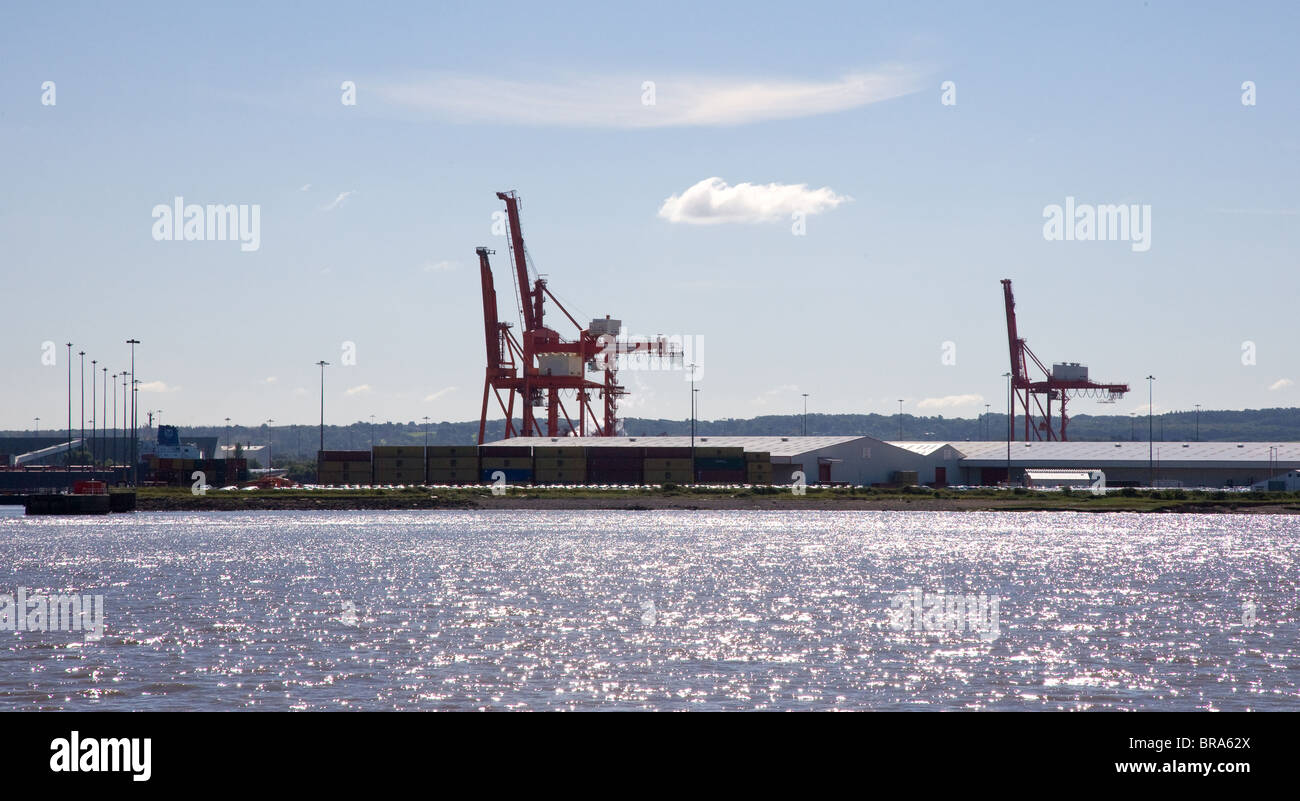 Contenitore gigante gru in Avonmouth Gloucestershire in Severn Estuary Foto Stock