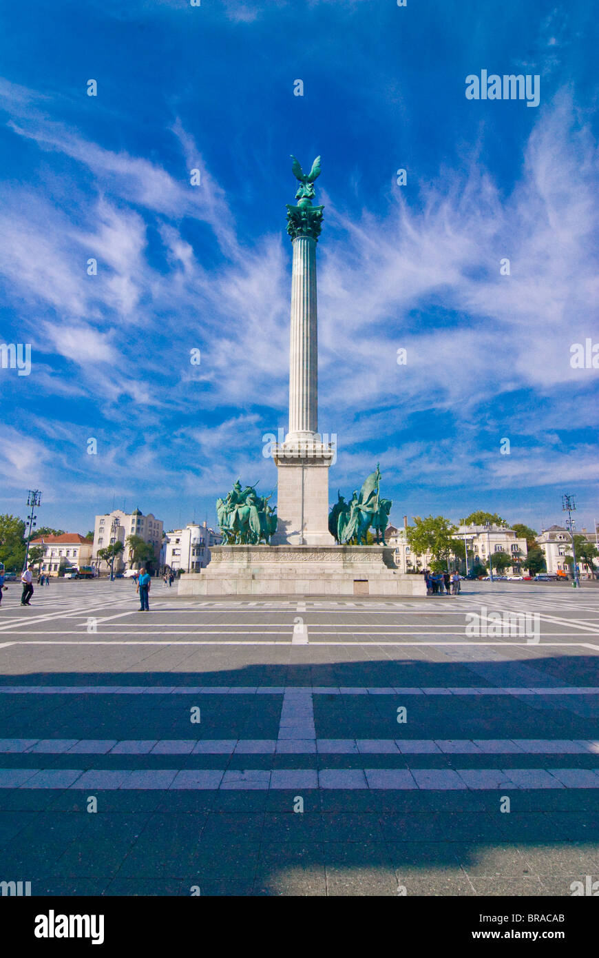 Hosok tere (Piazza degli Eroi), Budapest, Ungheria, Europa Foto Stock