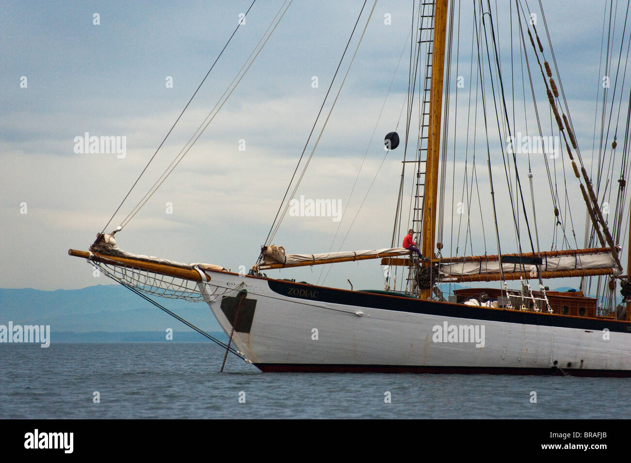 A bordo della storica tall ship "Zodiaco" siamo andati in crociera attraverso il San Juan Isole del Puget Sound area di stato di Washington Foto Stock