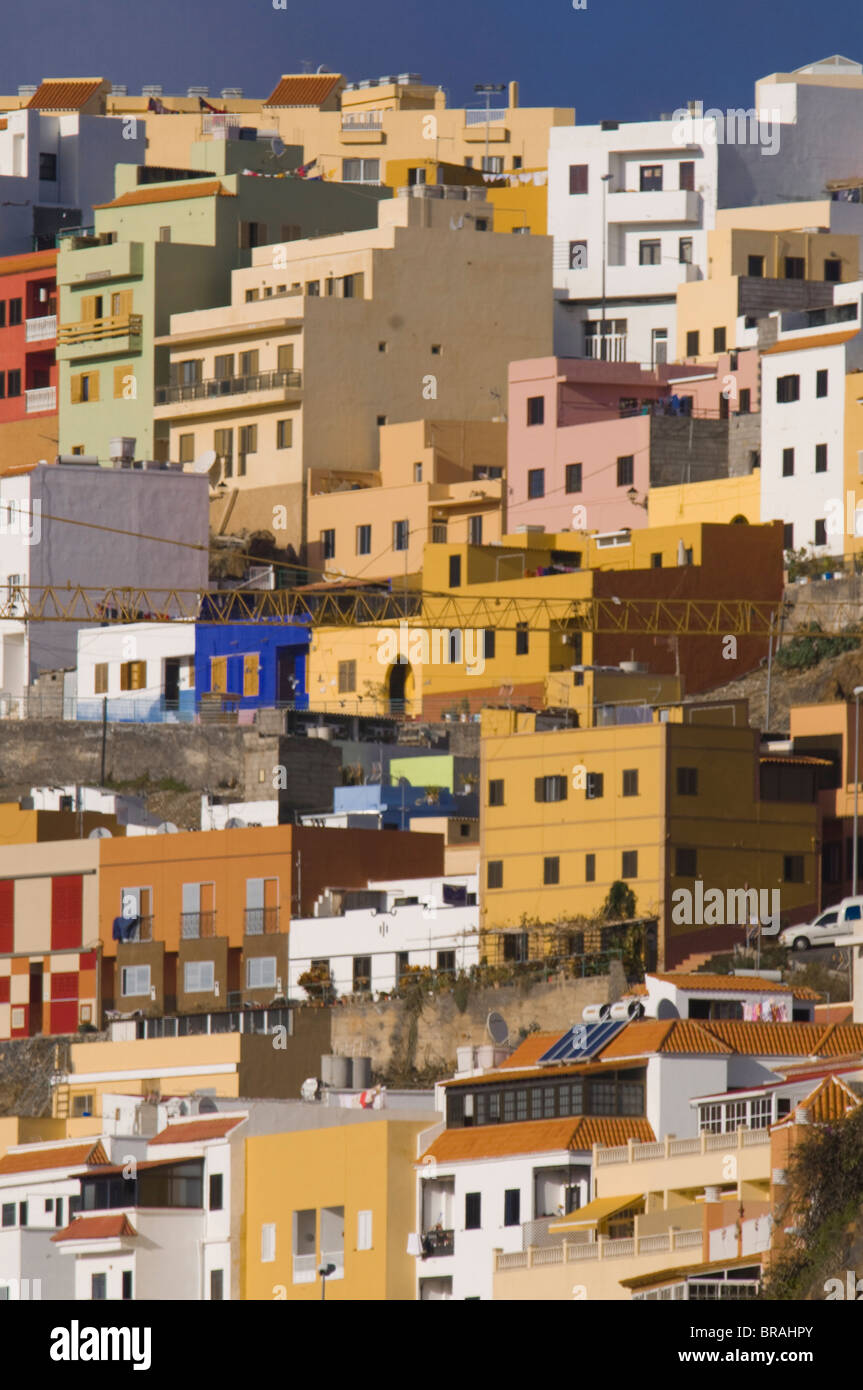 Case colorate in San Sebastian de la Gomera, La Gomera, isole Canarie, Spagna, Europa Foto Stock