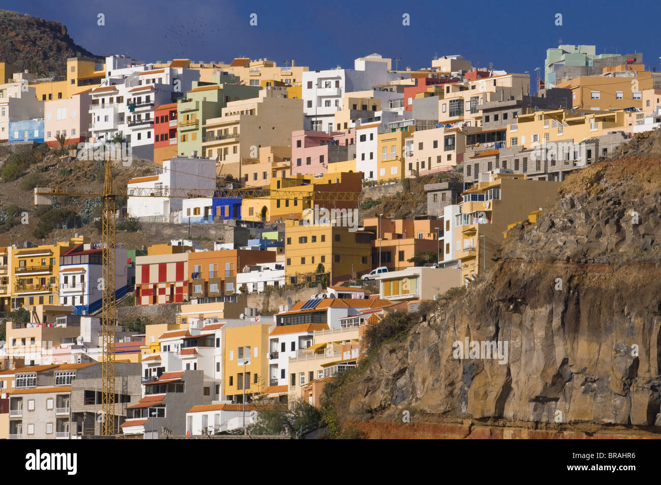 Case colorate in San Sebastian de la Gomera, La Gomera, isole Canarie, Spagna, Europa Foto Stock