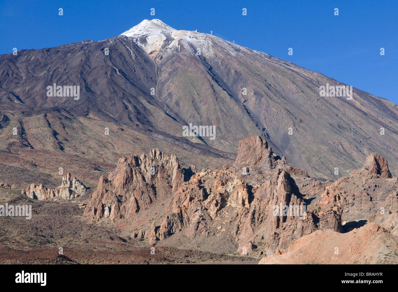 El vulcano Teide, Parco Nazionale di Teide Sito Patrimonio Mondiale dell'UNESCO, Tenerife, Isole Canarie, Spagna, Europa Foto Stock
