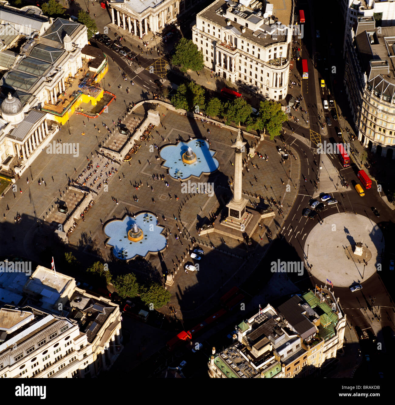 Immagine aerea di Trafalgar Square tra cui Nelson's Colonna, London, England, Regno Unito, Europa Foto Stock
