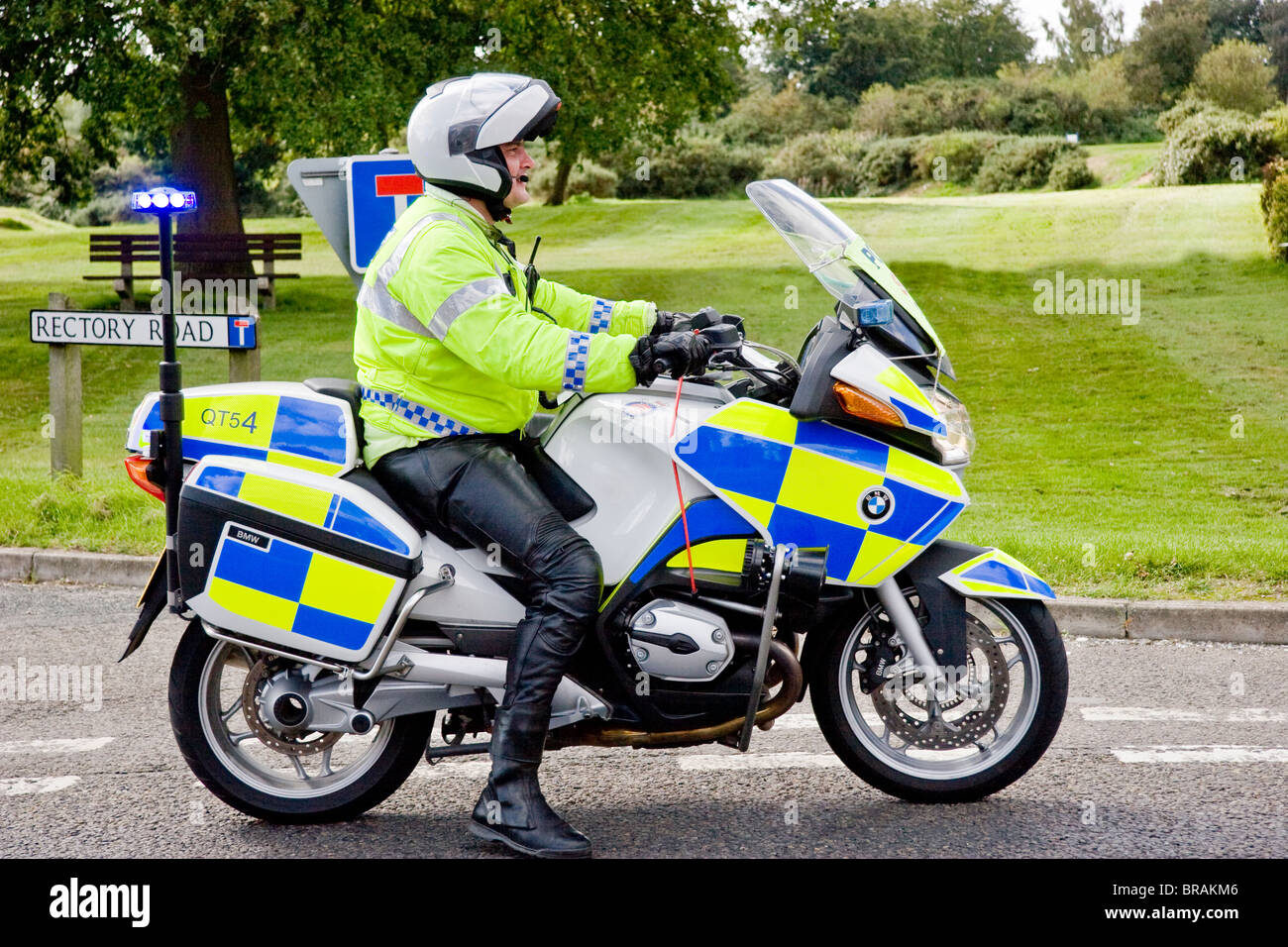 British motociclo poliziotto Foto Stock