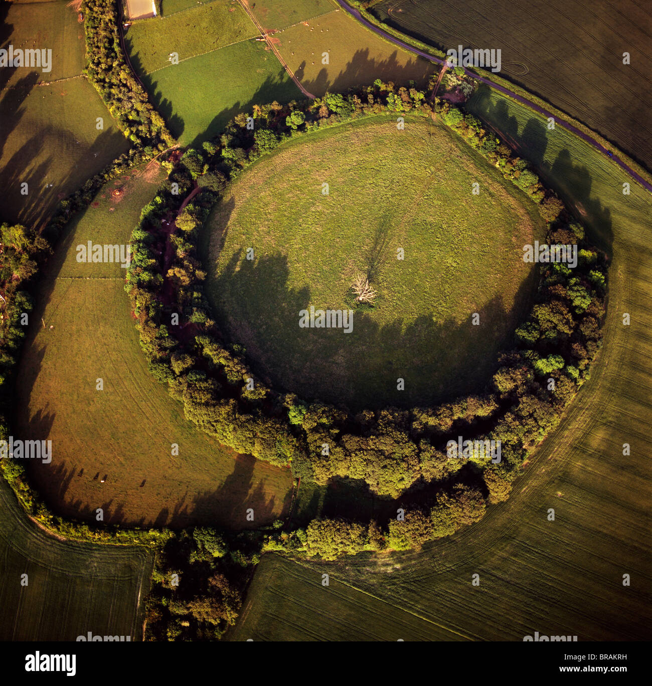 Immagine aerea di Bury Hill Fort, Wiltshire, Inghilterra, Regno Unito, Europa Foto Stock