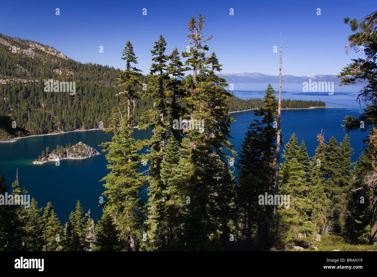 Fannette Island in Emerald Bay State Park, Lago Tahoe, California, Stati Uniti d'America, America del Nord Foto Stock