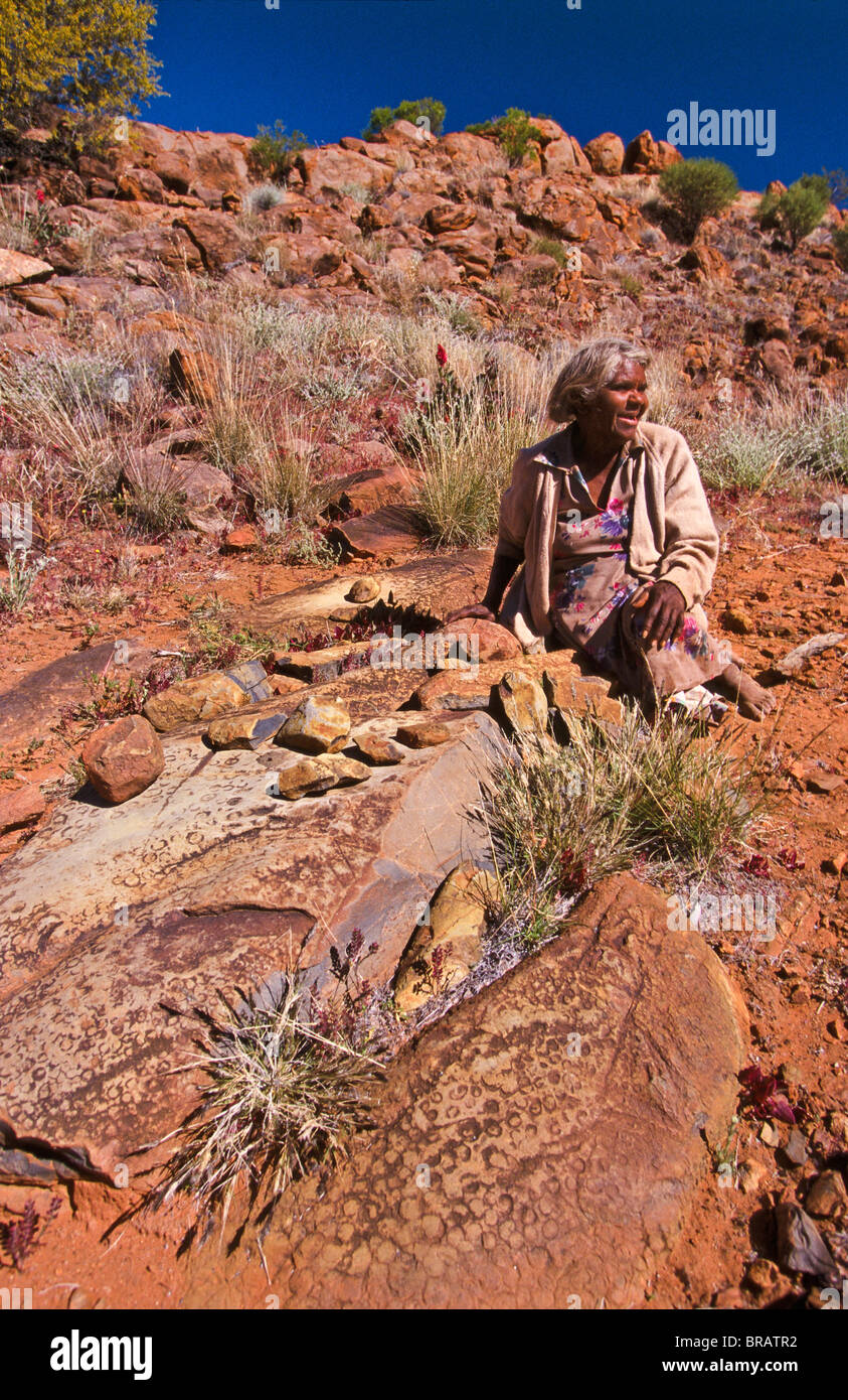 Donna aborigena, Sud Australia Foto Stock