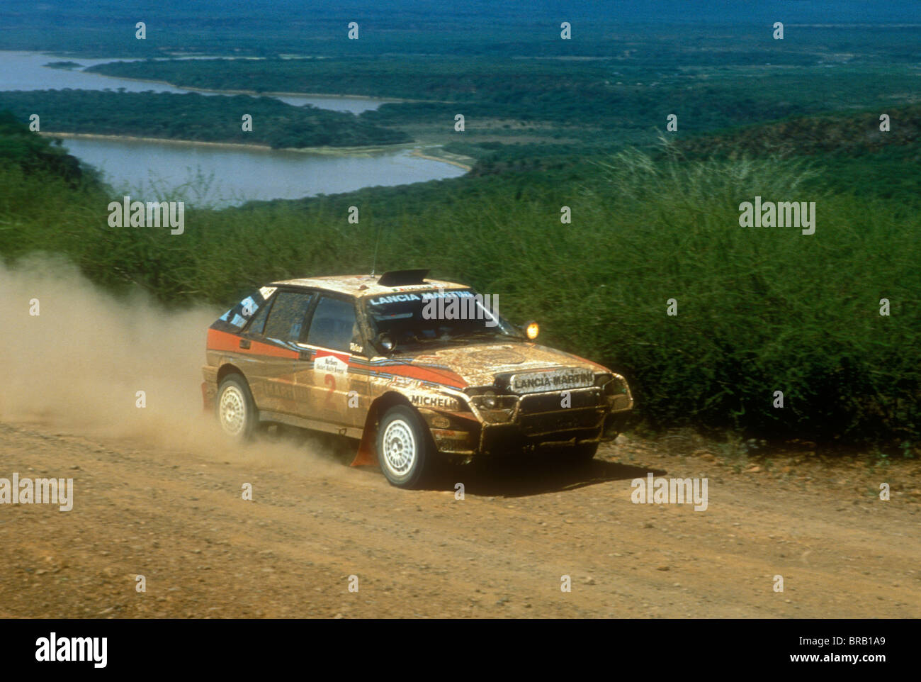 Lancia Delta Hf Integrale 16V evoluzione rally car il Rally Safari all'inizio degli anni novanta Foto Stock