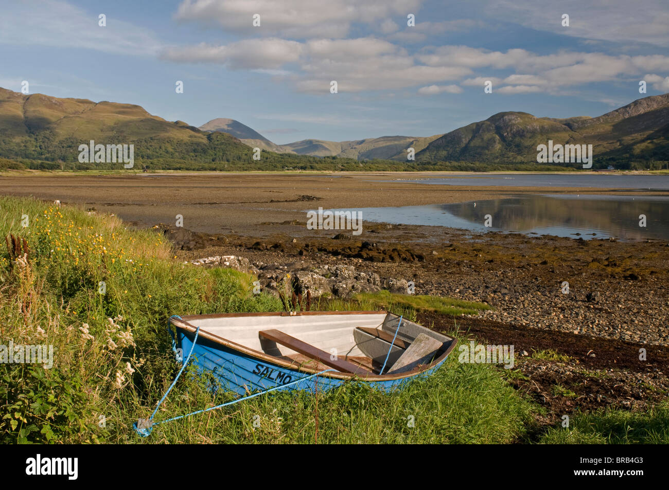 La bassa marea sul Loch na Keal sull'Isle of Mull, Argyll and Bute, Strathclyde, Scozia. SCO 6694 Foto Stock