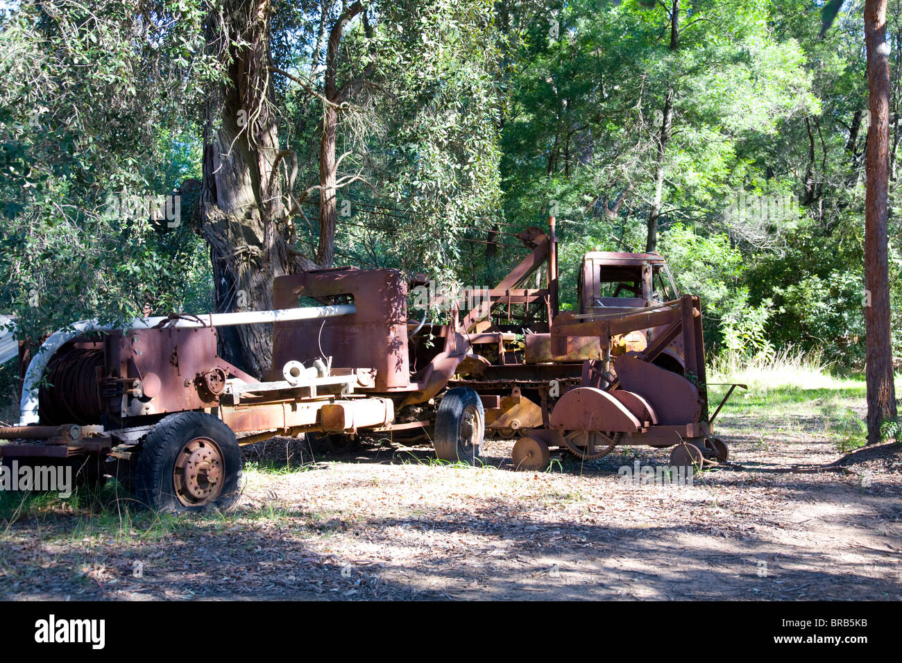 Rusty vecchie attrezzature agricole nella boccola in australia Foto Stock