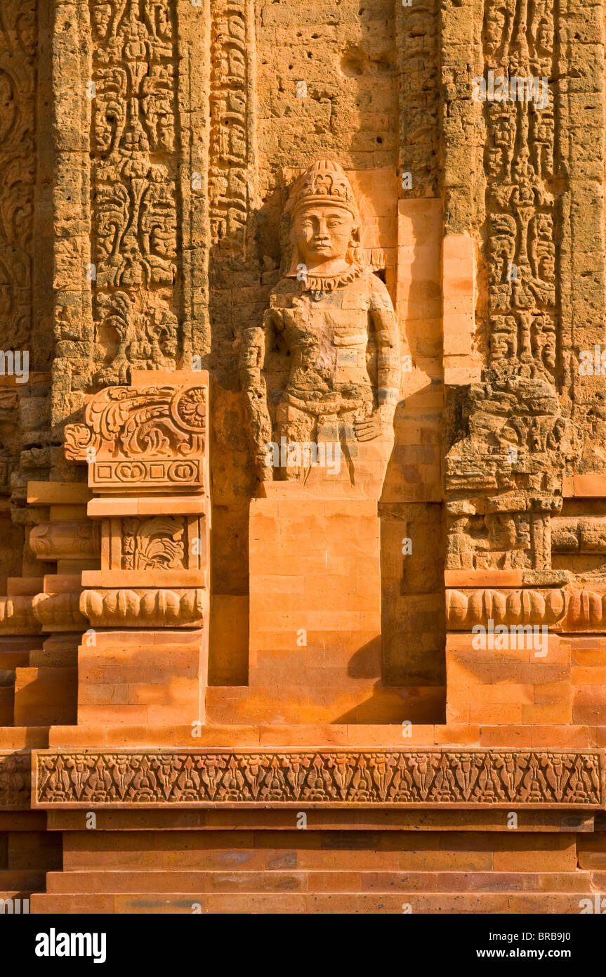 Tecnica dettagliata opera in un tempio Cham, Vietnam, Indocina, Asia sud-orientale, Asia Foto Stock