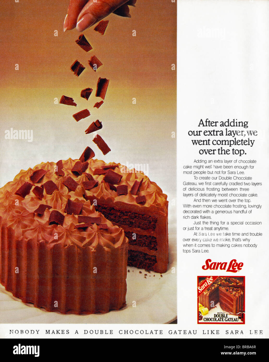 Colore annuncio rivista per Sara Lee cioccolato doppia gateau circa 1986 Foto Stock