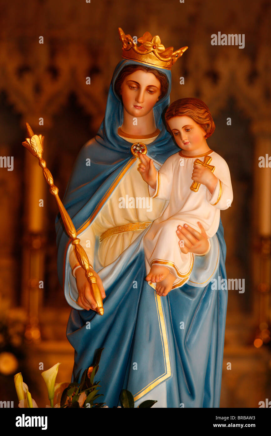 Vergine Maria e Gesù, St. Mary s Cathedral di Sydney, Nuovo Galles del Sud, Australia Foto Stock