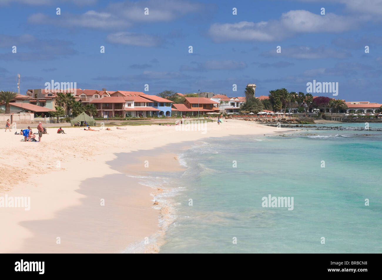 Spiaggia di sabbia di Santa Maria, Sal, Capo Verde, Atlantico Foto Stock