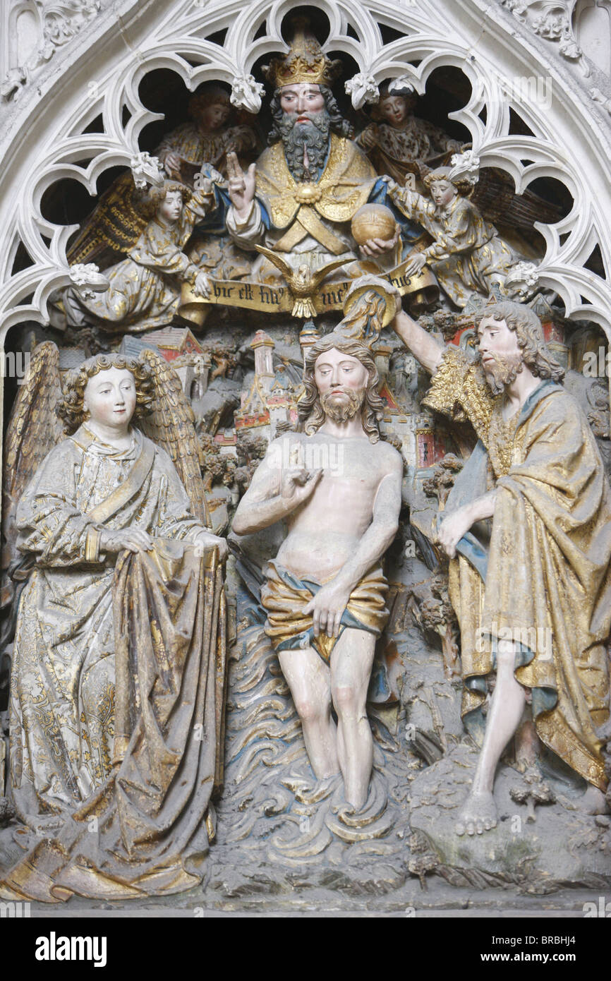 Cristo il Battesimo, la cattedrale di Amiens, Sito Patrimonio Mondiale dell'UNESCO, Amiens, Somme, Francia Foto Stock