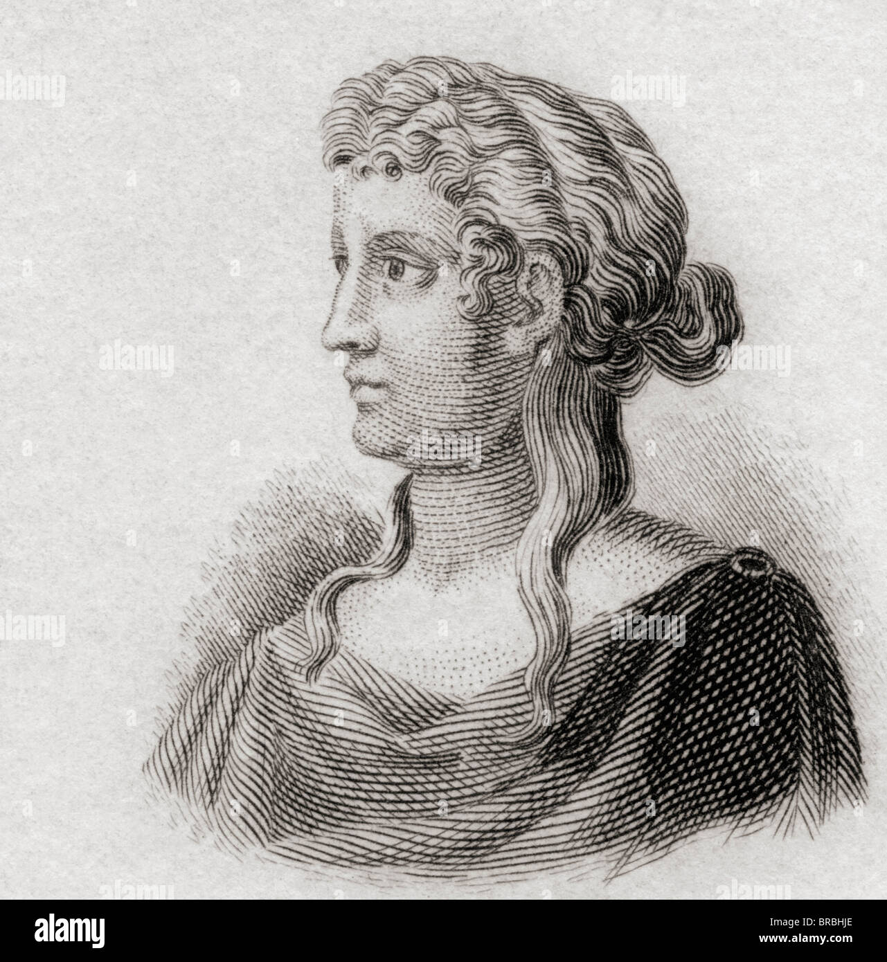 Saffo, c. 630 - 612 a.c. per c. 570 BC. Il Greco antico poeta lirico. Foto Stock