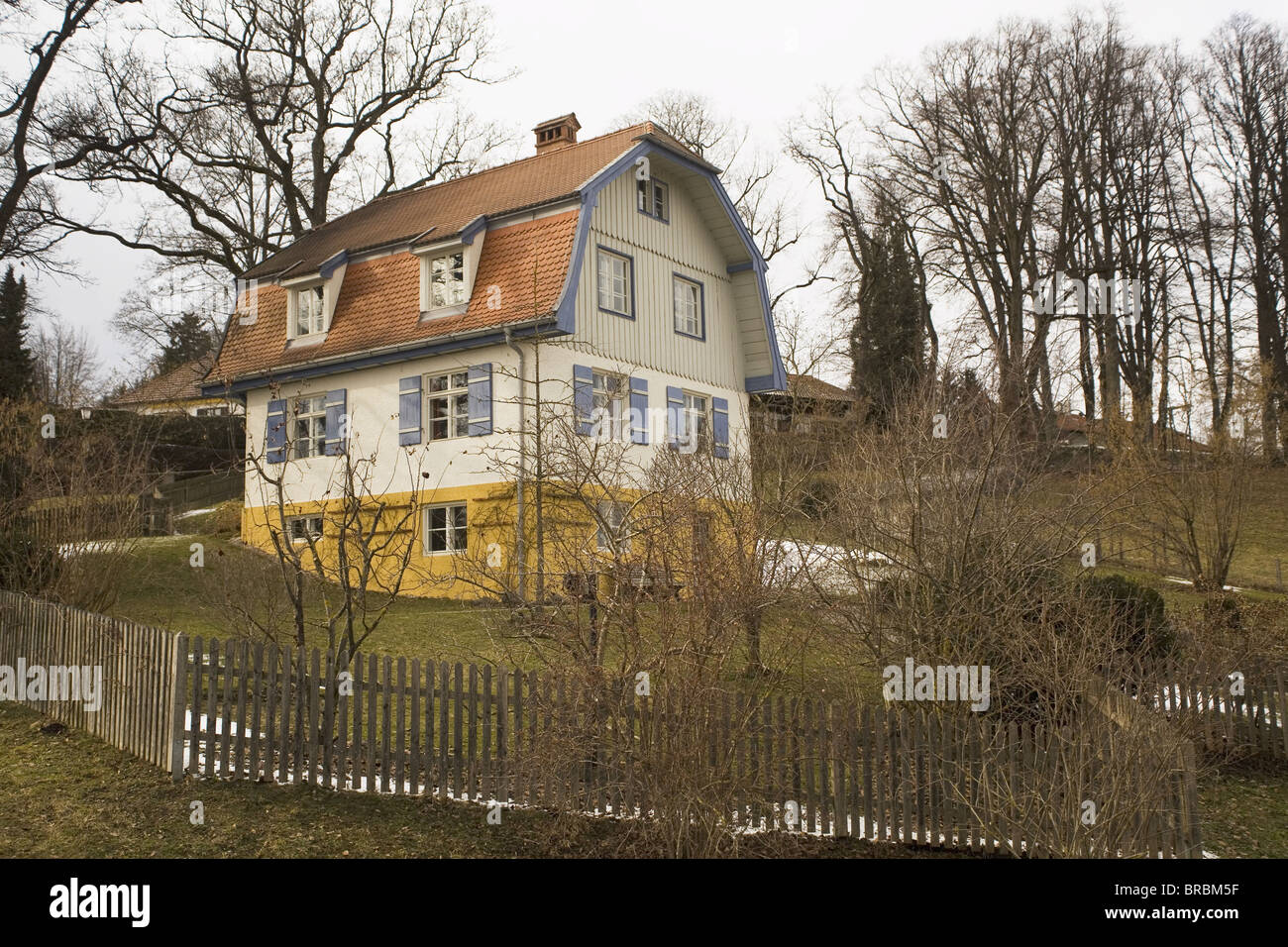 La casa Muenter, dove artisti Gabriele Muenter e Wassily Kandinsky visse dal 1909 al 1914, a Murnau, Baviera, Germania Foto Stock