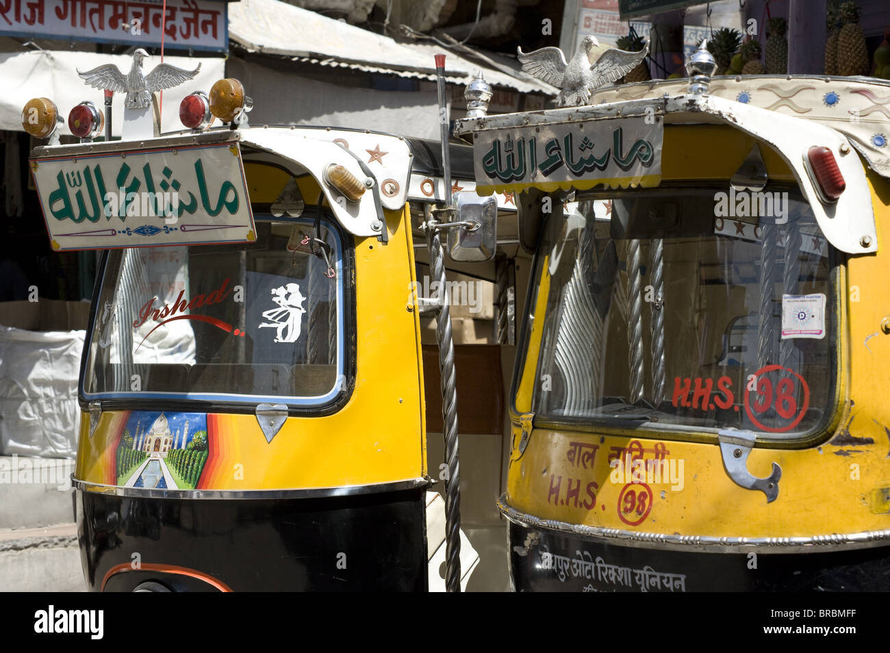 Risciò motorizzati a Jodhpur, Rajasthan, India Foto Stock