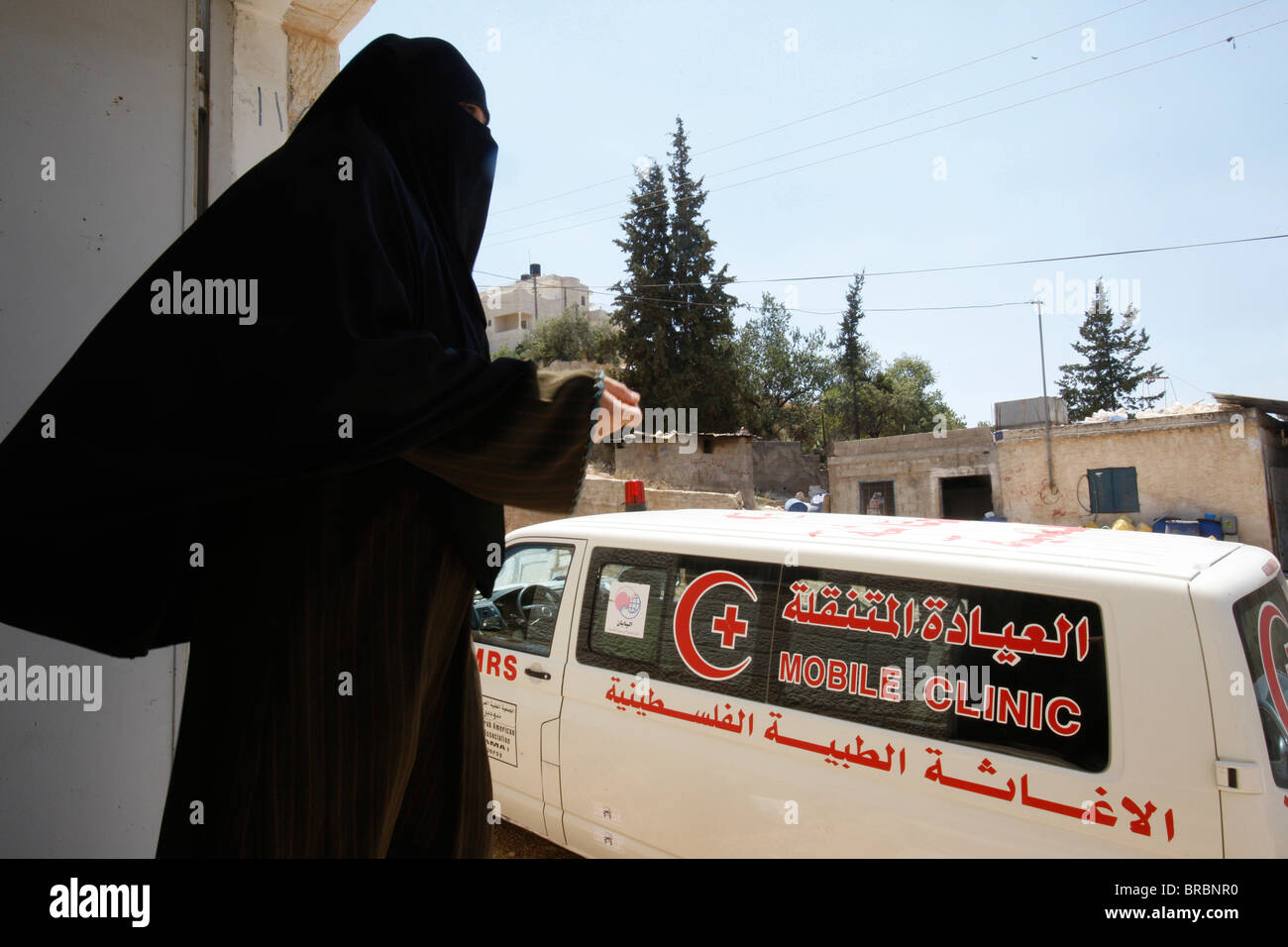 I medici per i Diritti Umani' clinica mobile nella West Bank, Souk Ba, Autorità Nazionale Palestinese Foto Stock