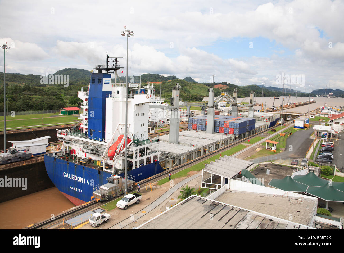 Miraflores Locks, sul Canale di Panama, Panama America Centrale Foto Stock