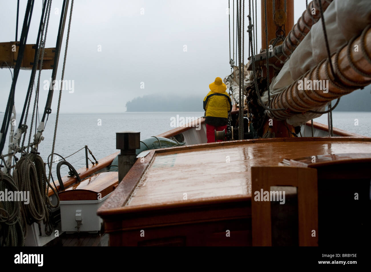 A bordo della storica tall ship "Zodiaco" siamo andati in crociera attraverso il San Juan Isole del Puget Sound area di stato di Washington Foto Stock