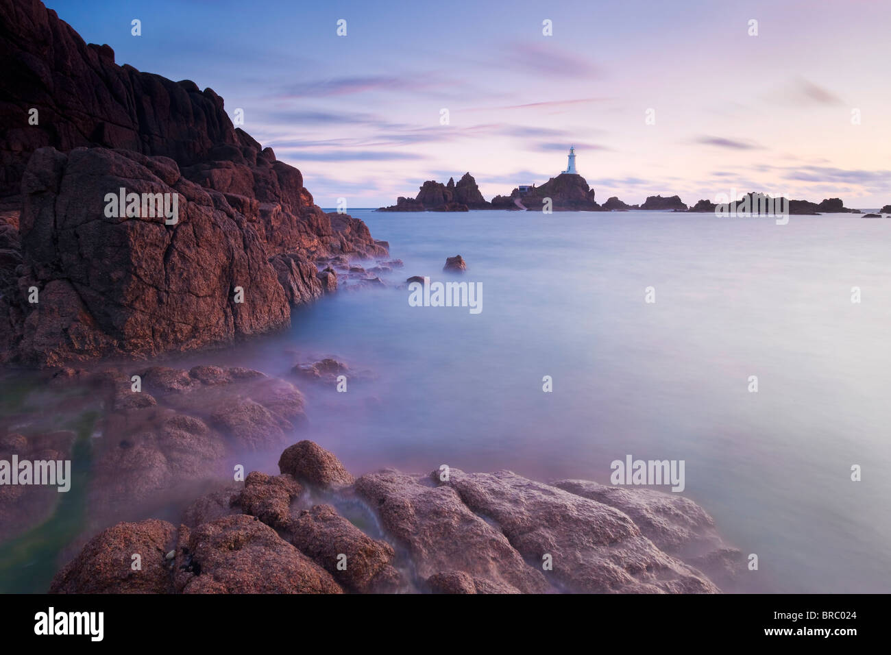 Corbiere Lighthouse, Jersey, Isole del Canale, REGNO UNITO Foto Stock