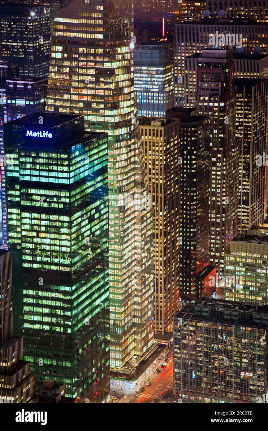 Vista in elevazione del centro di Manhattan, New York New York, Stati Uniti d'America Foto Stock