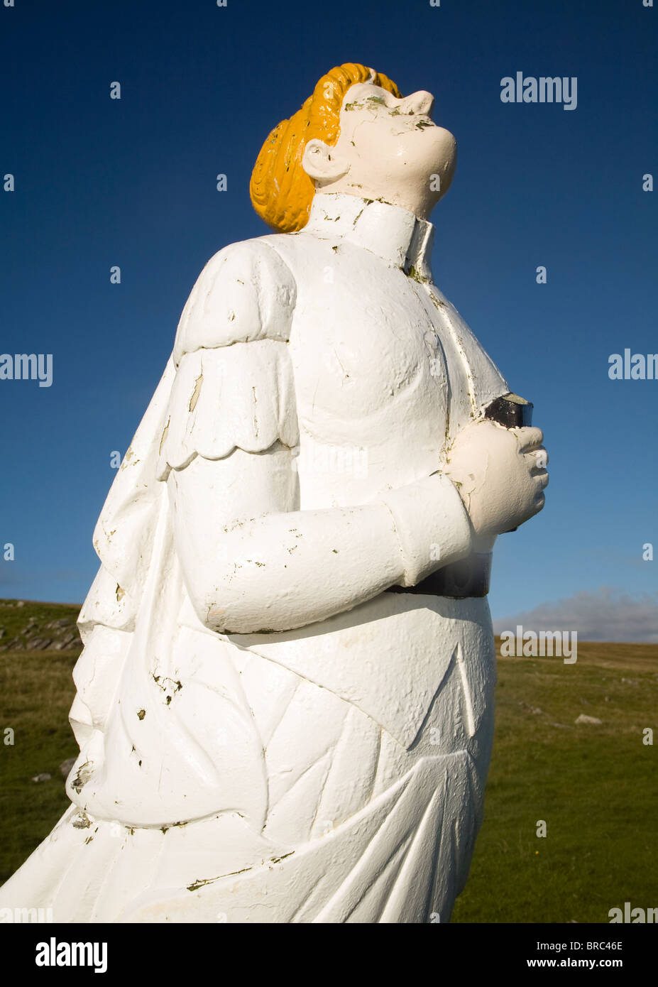 La moglie bianca statua, Otterswick, Yell, Isole Shetland Foto Stock