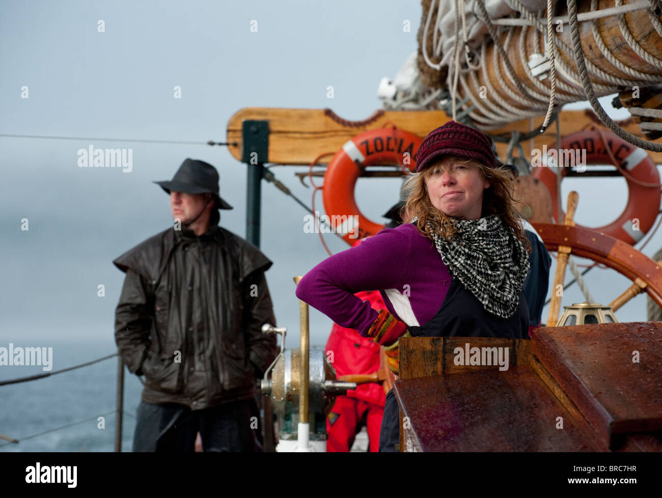 A bordo della storica tall ship "Zodiaco" siamo andati in crociera attraverso il San Juan Isole del Puget Sound area di stato di Washington Foto Stock
