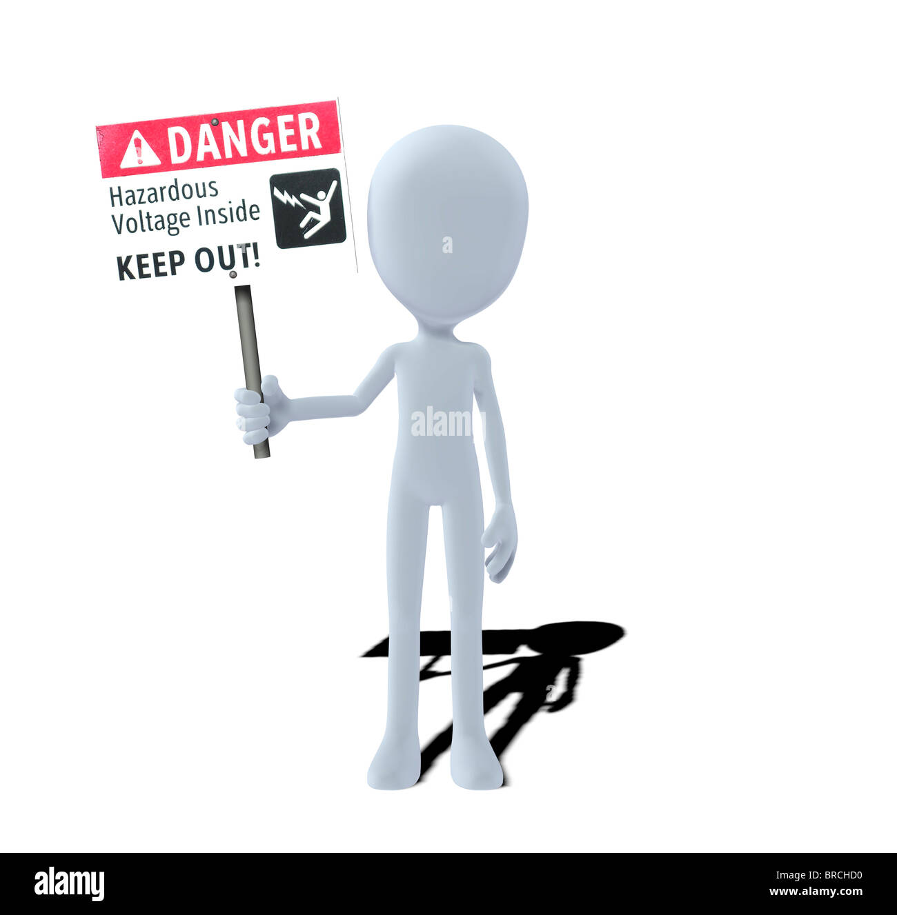 Concetto figura con segno di pericolo di tensione pericolosi all'interno di tenere fuori Foto Stock