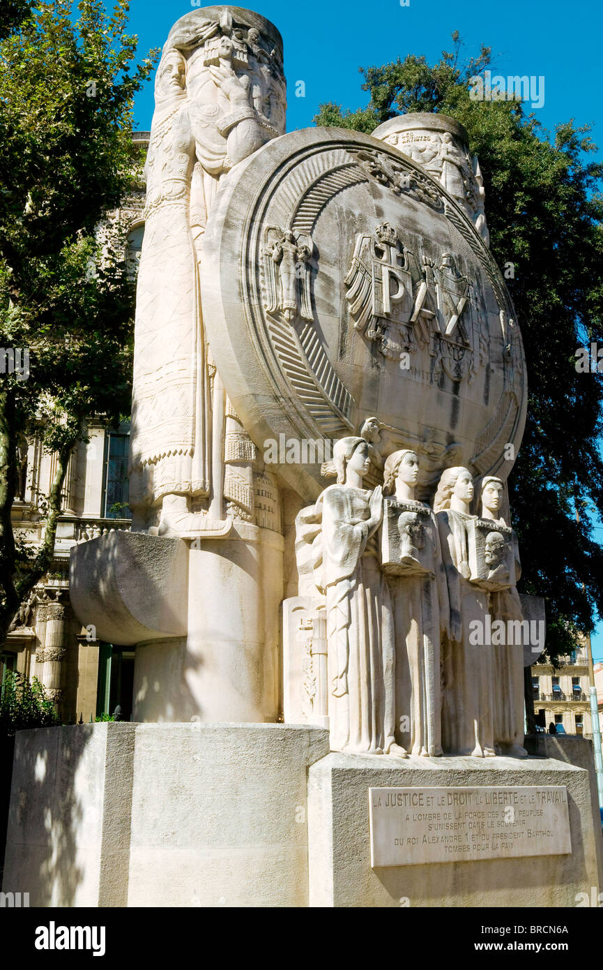 MEMORIAL - ASSASSINIO DI BARTHOU e re Alessandro 1 - Marsiglia, Francia Foto Stock