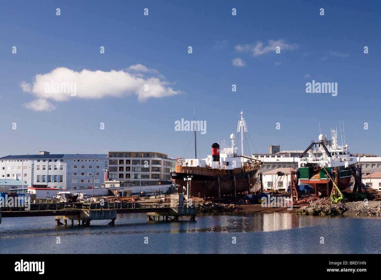 Le navi in riparazione presso il cantiere navale. Reykjavik Islanda. Foto Stock