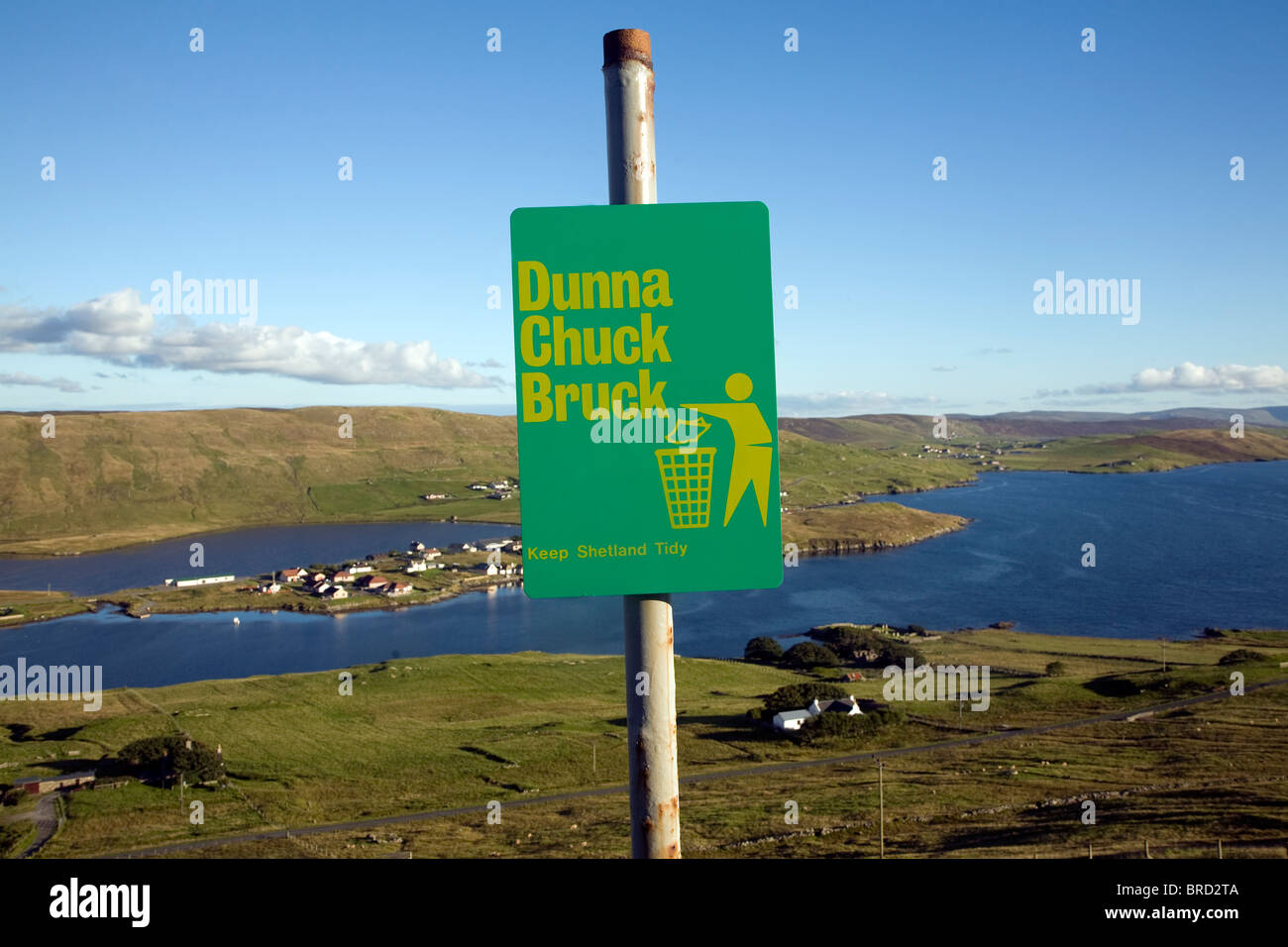 Mandrino di Dunna Bruck anti cucciolata firmare le isole Shetland, Scozia Foto Stock