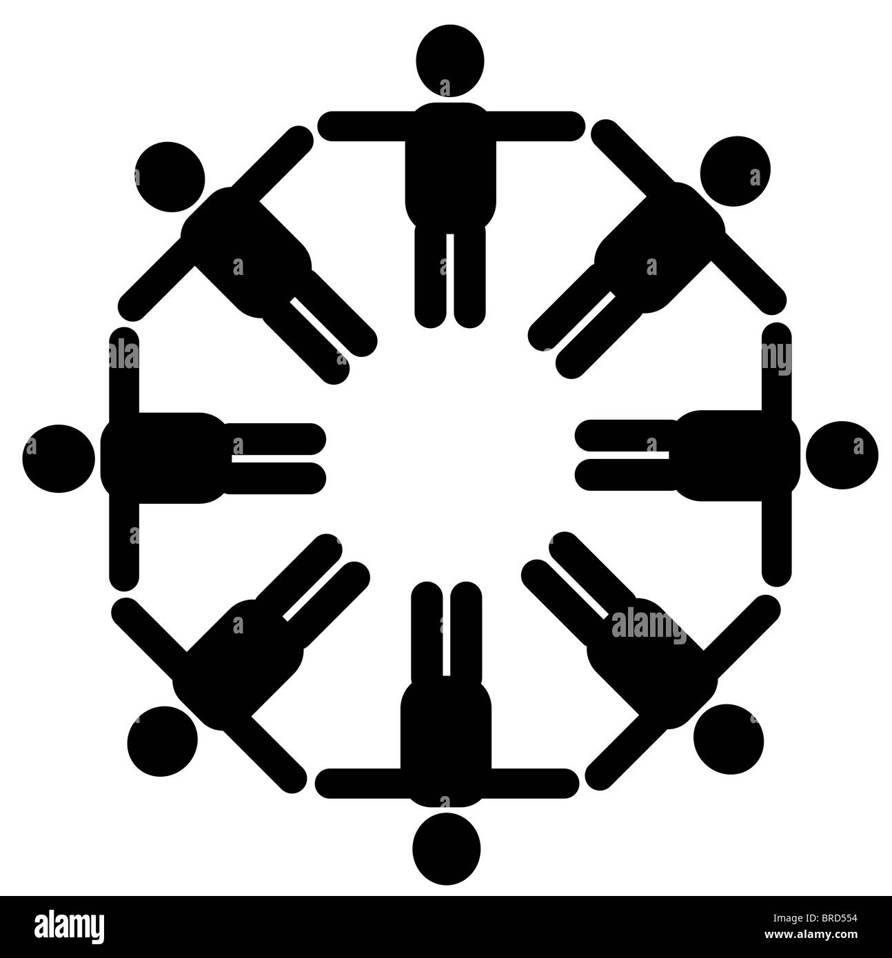 Un cerchio di diverse persone stilizzate. Foto Stock