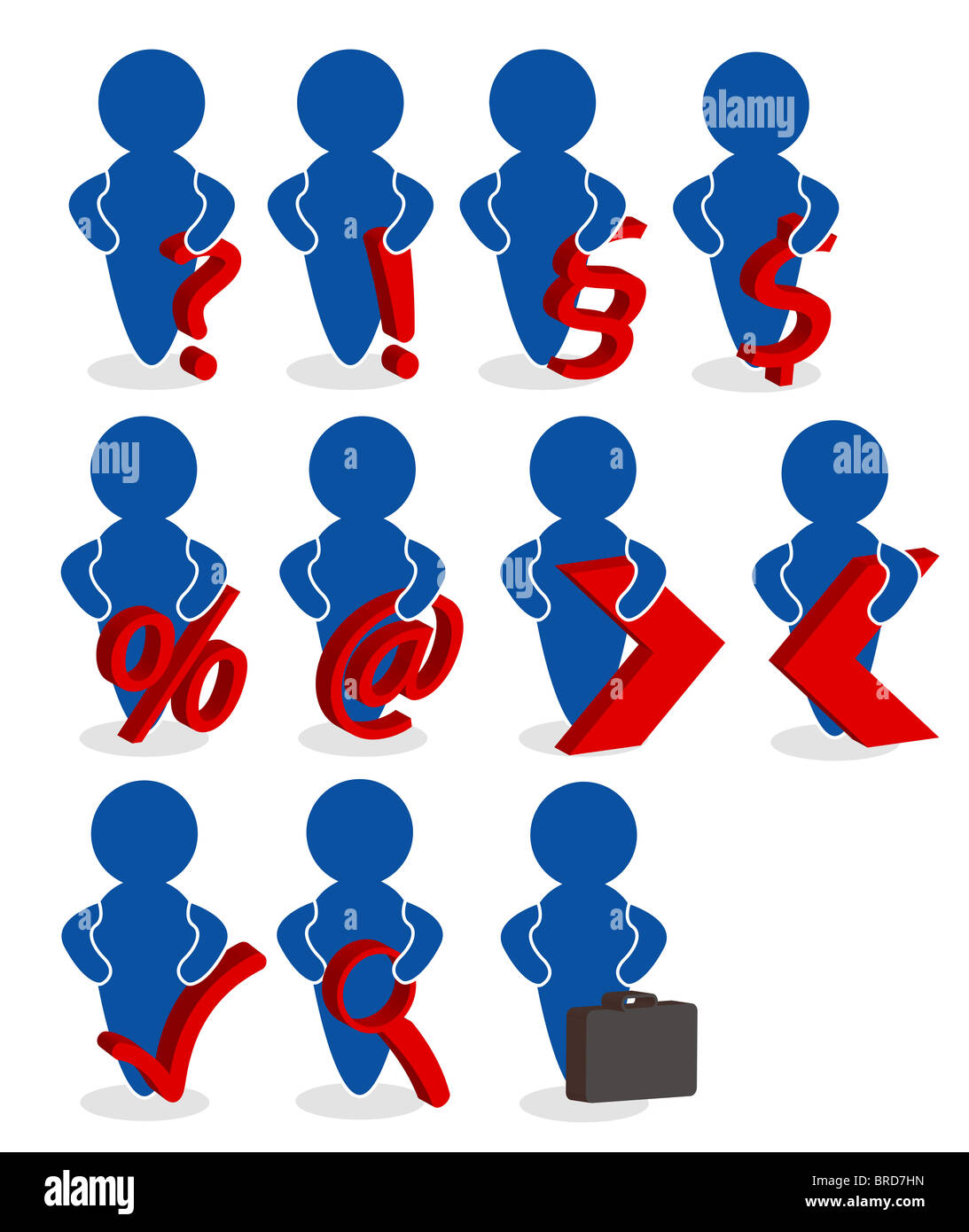 Icona stilizzata figurato con vari temi. Tutto su sfondo bianco Foto Stock