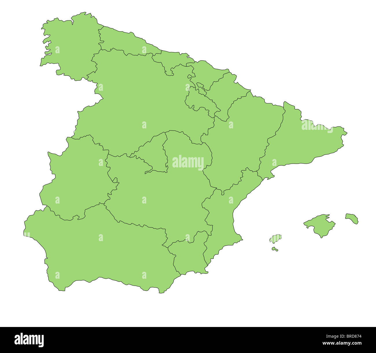 Una mappa stilizzata della Spagna che mostra le diverse province. Foto Stock