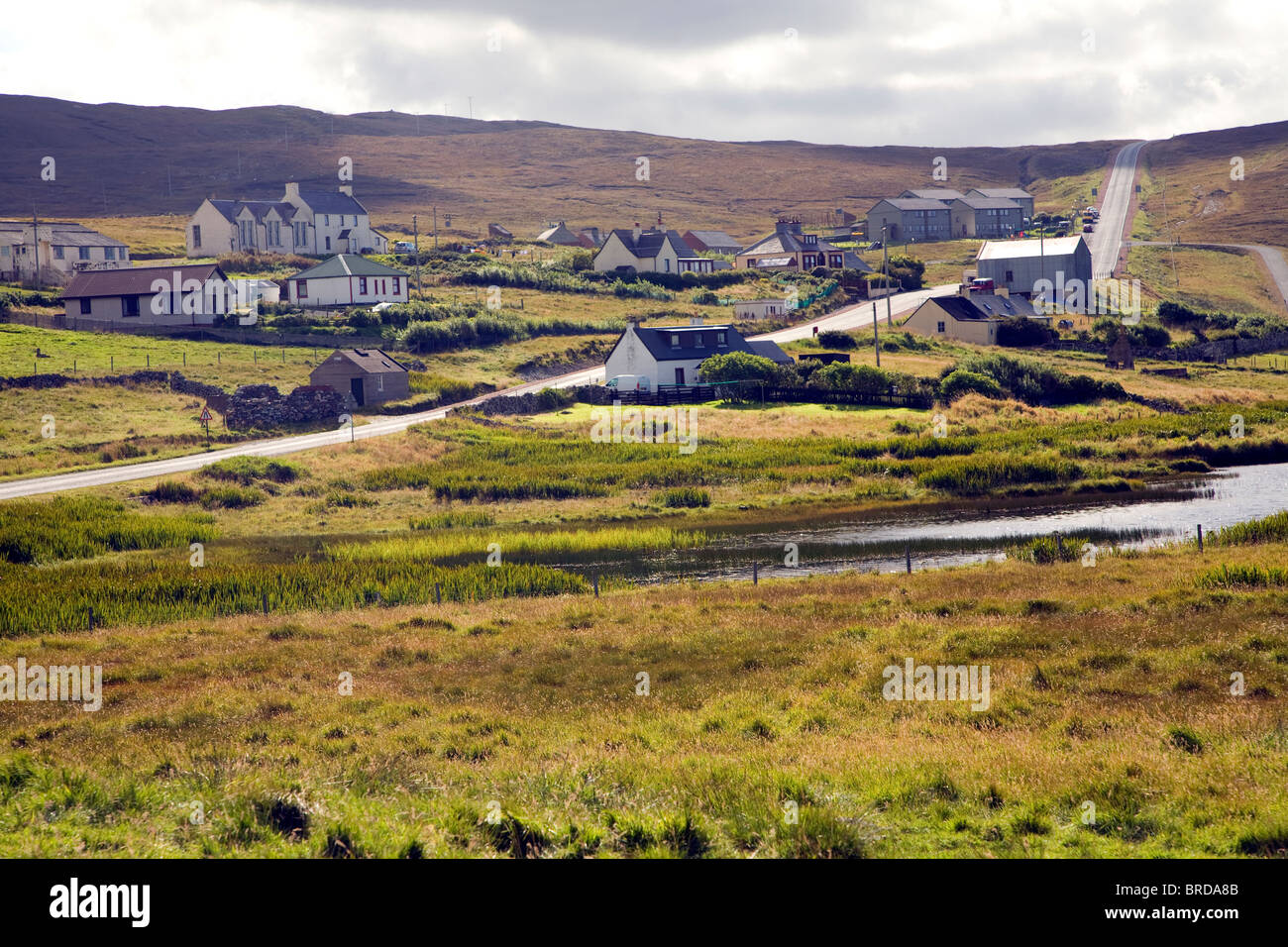 Villaggio di Urafirth, Continentale, le isole Shetland, Scozia Foto Stock