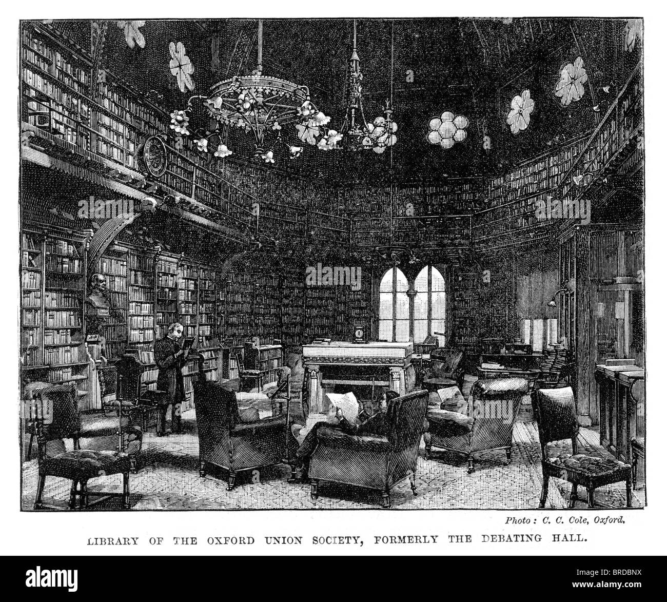 Biblioteca della Oxford Union Society, già discutendo di Hall. Università di Oxford. Foto Stock