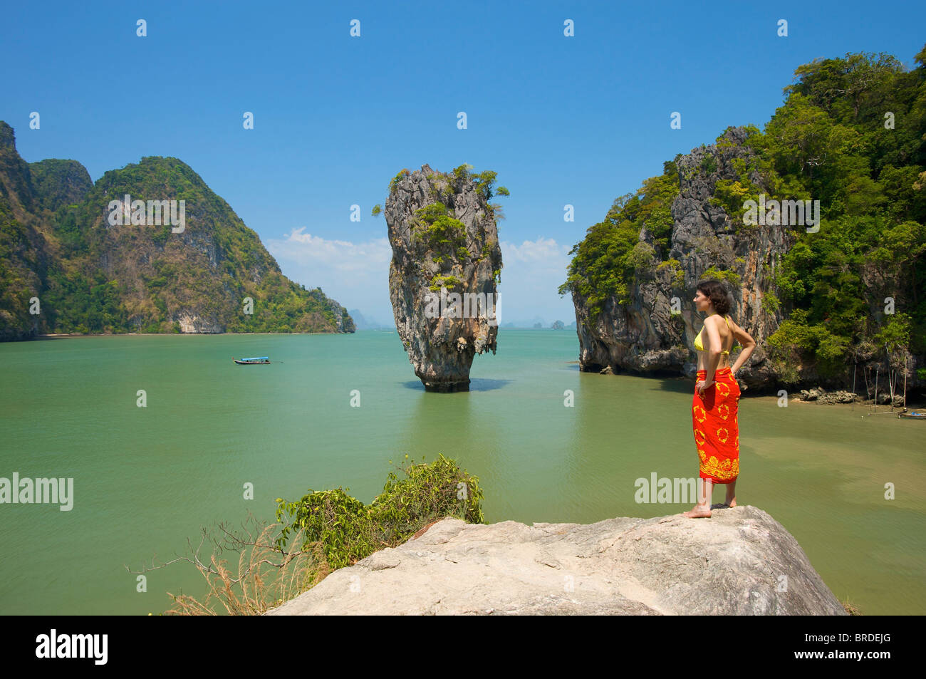 Isola di James Bond, Phang Nga Bay National Park, Phuket, Tailandia Foto Stock