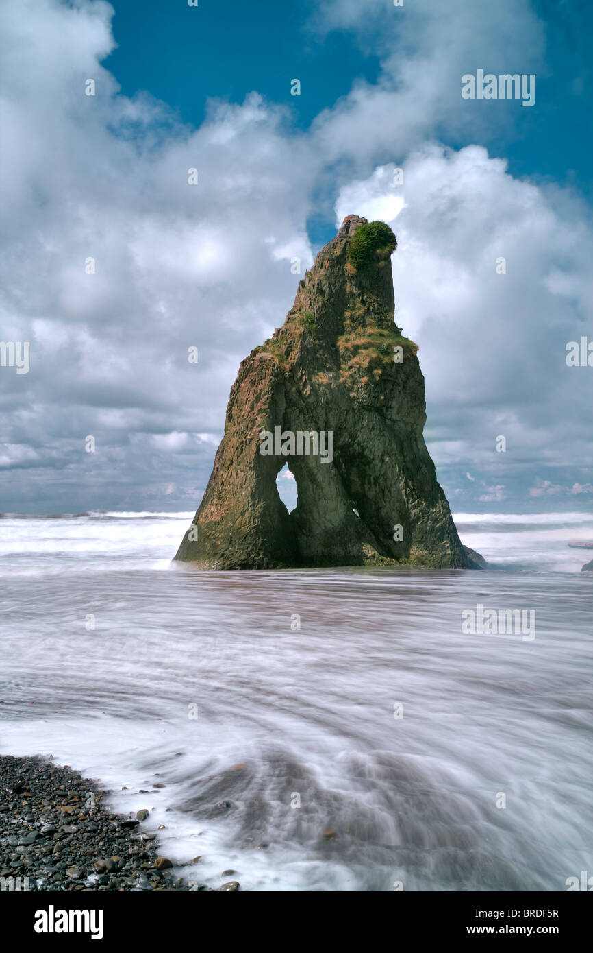 Spiaggia di rubino e wave. Il Parco nazionale di Olympic, Washington Foto Stock